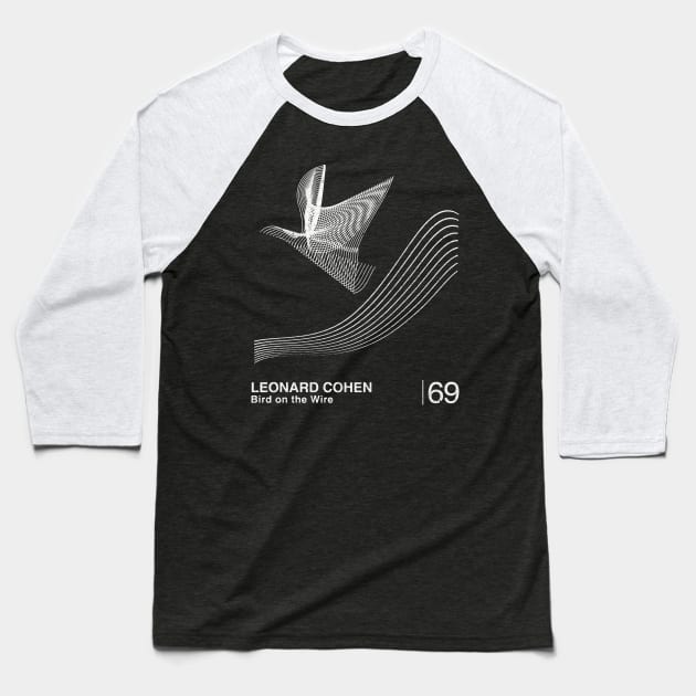 Bird On The Wire / Minimalist Graphic Design Fan Artwork Baseball T-Shirt by saudade